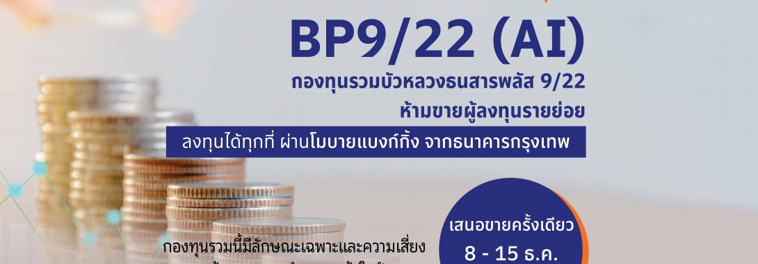 BBLAM เสนอขาย IPO “BP9/22 (AI)” วันที่ 8-15 ธ.ค.นี้